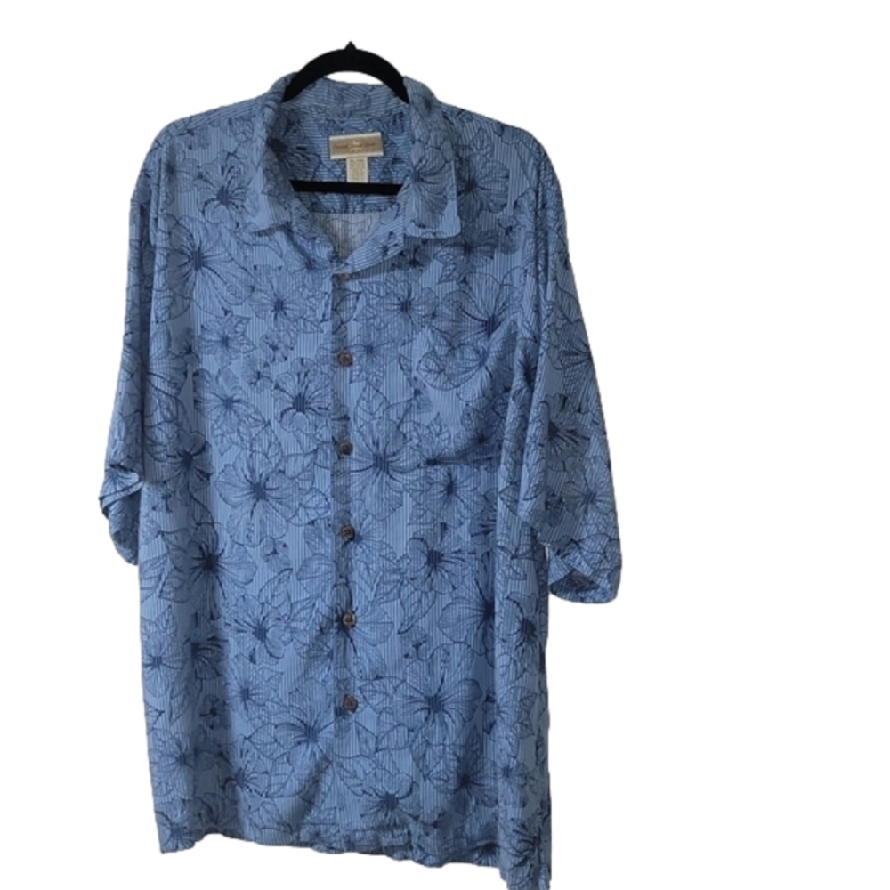 𝅺mens' ORIGINAL ISLAND SPORT camp shirt, 100% rayon, butter-soft, EUC, size XL